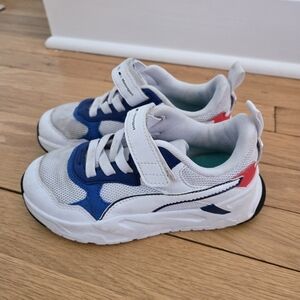Puma Kids' White and Blue Sneakers